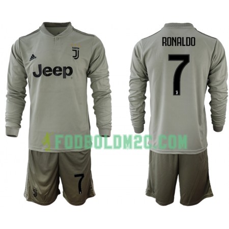 Juventus RONALDO 7 Børn Udebanesæt 2018-2019 Langærmet (+ Korte bukser)